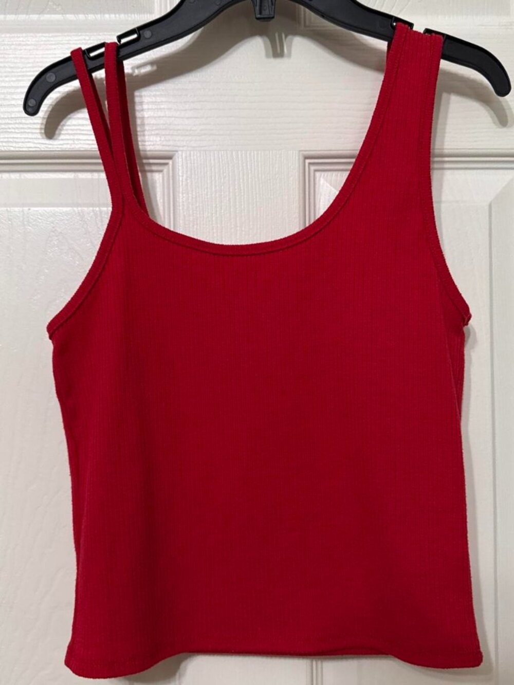 Red asymmetric double strap tank top crop #summer #vest